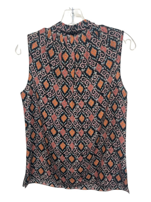 Kobi Halperin Size S Black & Burgundy Silk V Neck Abstract Tie Neck Top Black & Burgundy / S