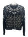 Elie Tahari Size XS Black & White Print Polyester & Silk Zipper Crochet Jacket Black & White Print / XS