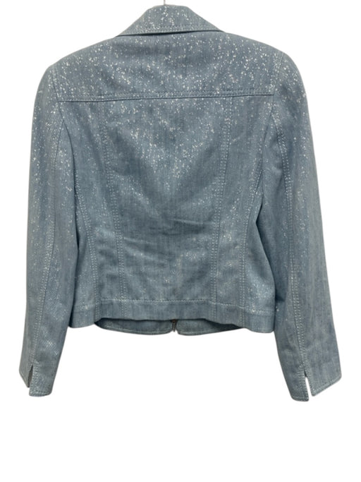 Akris Punto Size 4 Light Blue & Silver Cotton Blend Splatter Lapel Jacket Light Blue & Silver / 4