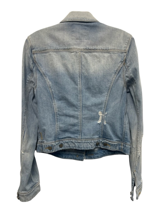 Paige Size S Light Wash Cotton Blend Distressed Faded Detail Button Front Jacket Light Wash / S