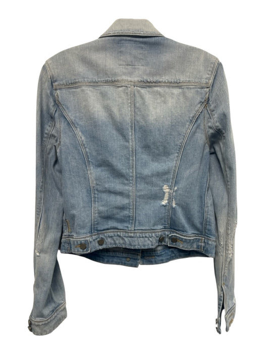 Paige Size S Light Wash Cotton Blend Distressed Faded Detail Button Front Jacket Light Wash / S