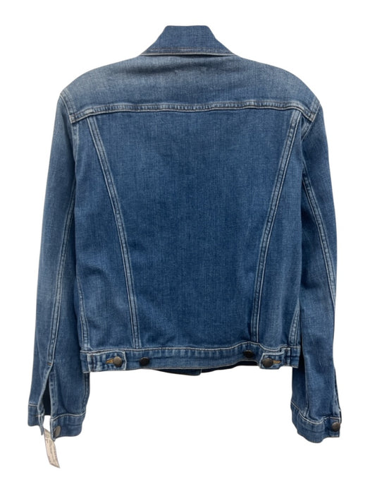 Frame Size S Mid Wash Cotton Blend Faded Detail Button Front Jacket Mid Wash / S