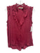 Go > Go Silk Size S Berry Pink Silk Ruffle Trim V Neck Sleeveless Top Berry Pink / S