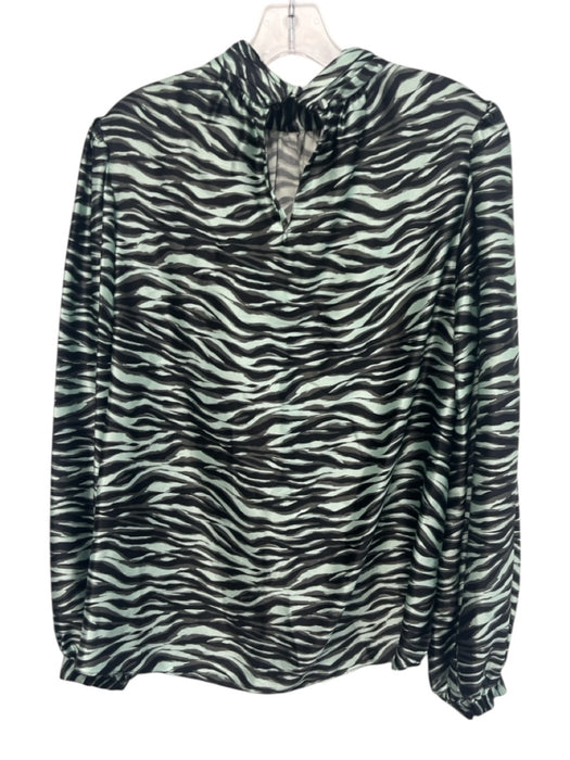 Jonathan Simkhai Size M Green, Gray & Black Silk Blend Tiger Print Mock Neck Top Green, Gray & Black / M