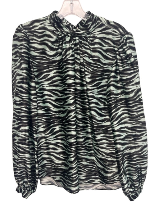 Jonathan Simkhai Size M Green, Gray & Black Silk Blend Tiger Print Mock Neck Top Green, Gray & Black / M