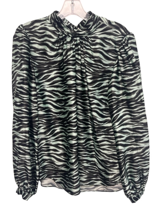 Jonathan Simkhai Size M Green, Gray & Black Silk Blend Tiger Print Mock Neck Top Green, Gray & Black / M
