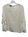 Lafayette 148 Size S Cream White Silk Pleated Trim Keyhole Back Long Sleeve Top Cream White / S