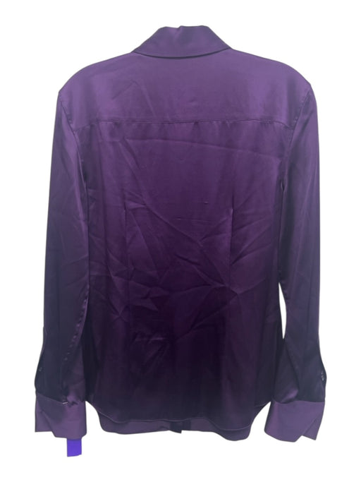 Theory Size M Purple Silk Blend Satin Button Down Long Sleeve Top Purple / M