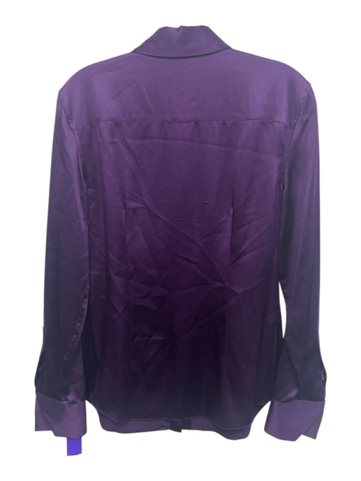Theory Size M Purple Silk Blend Satin Button Down Long Sleeve Top Purple / M