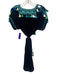 Figue Size S Navy Blue, Green & White Silk Embroidered Geometric Dress Navy Blue, Green & White / S