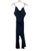 Tory Burch Size S Navy Blue & White Silk Embroidered Drawstring Waist Jumpsuit Navy Blue & White / S