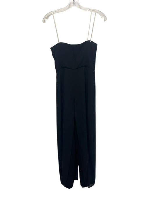 Halston Heritage Size 4 Black Polyester Sheer Overlay Strapless Boning Jumpsuit Black / 4