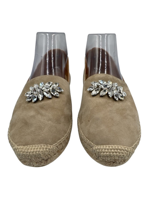 Miu Miu Shoe Size 38 Taupe & Beige Suede Crystal Embellished Detail Flats Taupe & Beige / 38