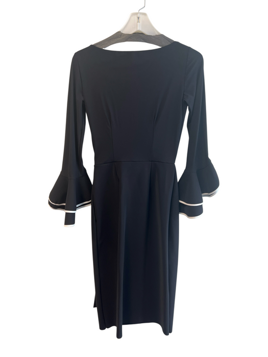Chiara Boni Size 42 Black Polyamid Long Sleeve Crossover Trumpet Sleeve Dress Black / 42