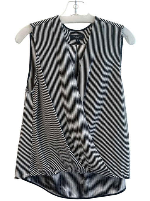 Rag & Bone Size S Black & White Silver V Neck Stripe Sleeveless Faux Wrap Top Black & White / S