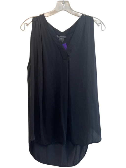 Vince Size L Black Polyester Sleeveless V Neck High Low Solid Color Top Black / L