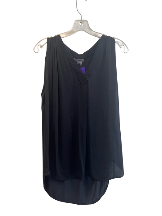 Vince Size L Black Polyester Sleeveless V Neck High Low Solid Color Top Black / L