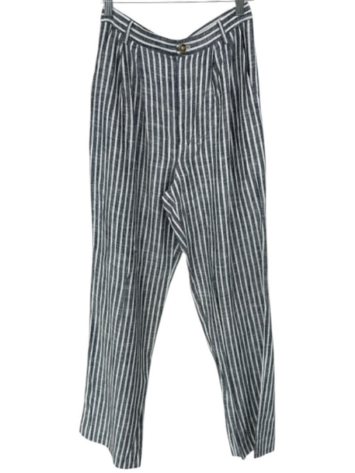 Reformation Size 6 Gray & White Linen High Waist Striped Pants Gray & White / 6