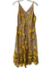 Dress the Population Size Large Yellow Nylon Blend Appliques V Neck Dress Yellow / Large