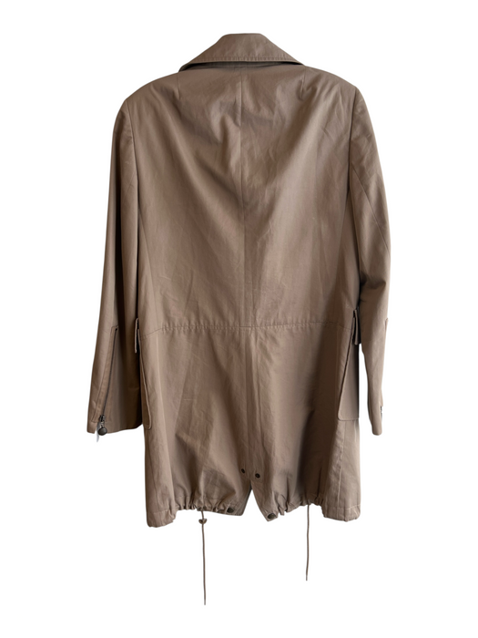 Akris Punto Size 12 Tan 100% Cotton Solid Assymetric Zip Trench Jacket Tan / 12