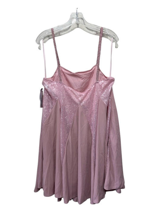 Mestiza New York Size L Light Pink Polyester Sequin Braided Straps Dress Light Pink / L