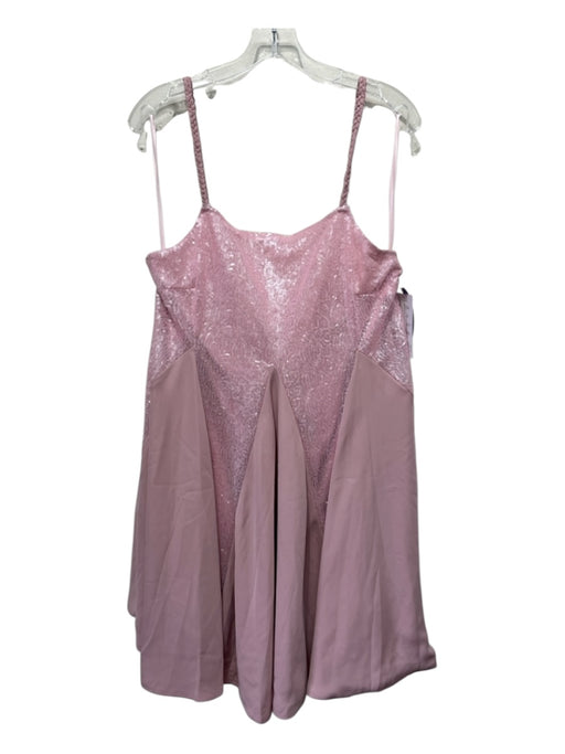 Mestiza New York Size L Light Pink Polyester Sequin Braided Straps Dress Light Pink / L