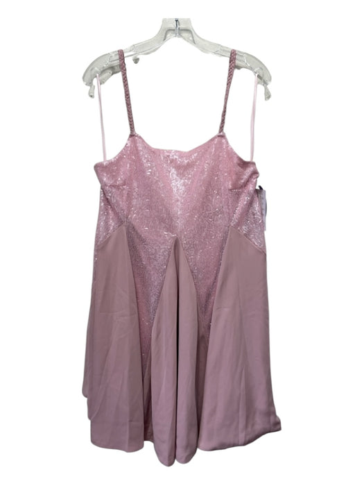 Mestiza New York Size L Light Pink Polyester Sequin Braided Straps Dress Light Pink / L