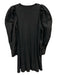 COS Size L Black Cotton Long Sleeve Puff Shoulder Knee Length Dress Black / L