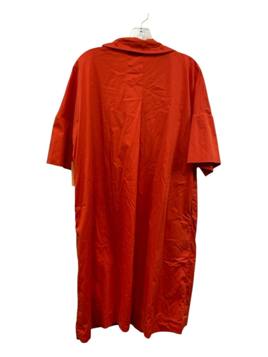 Marta's - Dallas Size L Orange Cotton V Neck Short Sleeve Pockets Dress Orange / L