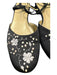 YSL Shoe Size 7.5 Black Canvas Floral Open Heel Adjustable Ankle Shoes Black / 7.5