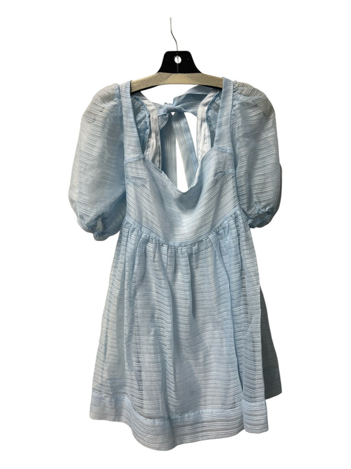 BHLDN Size 0 Baby Blue Polyester Half Puff Sleeve Back Zip Tie at Back Dress Baby Blue / 0