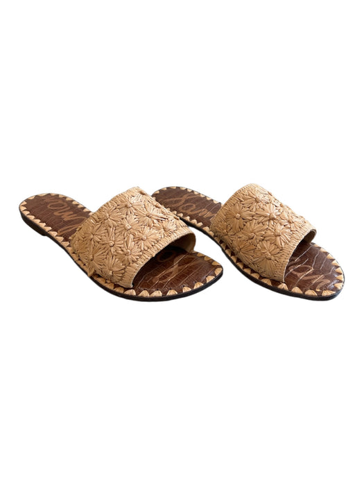 Sam Edelman Shoe Size 10 Light Tan Raffia Flat Slide Open Toe & Heel Shoes Light Tan / 10