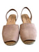 Spanish Sandal Shoe Size 41 nude Leather Peep Toe Stretch Strap Wedge Shoes nude / 41