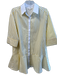 Entro Size Small Yellow & White Cotton Blend Striped Collared 3/4 Sleeve Dress Yellow & White / Small