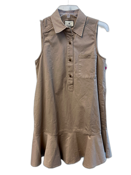 Tuckernuck Size Small Khaki Brown Cotton Sleeveless Collared Pockets Dress Khaki Brown / Small