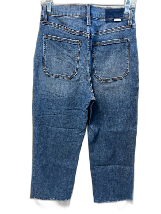 DAZE Size 28P Med Dark Wash Cotton Blend High Rise Zip Fly Frayed Hem Jeans Med Dark Wash / 28P