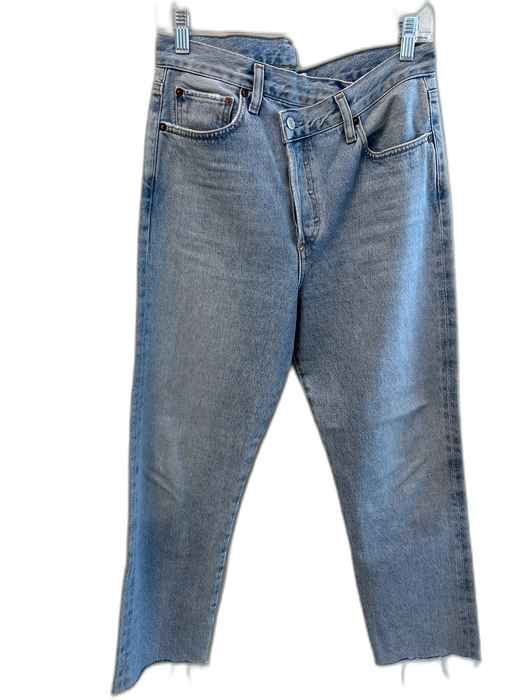 Agolde Size 27 Light Med Wash Cotton 5 Pocket Button Fly Raw Hem Jeans Light Med Wash / 27