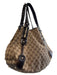 Gucci Tan & brown Canvas & Leather Logo Goldtone Hardware Double Strap Bag Tan & brown / Large