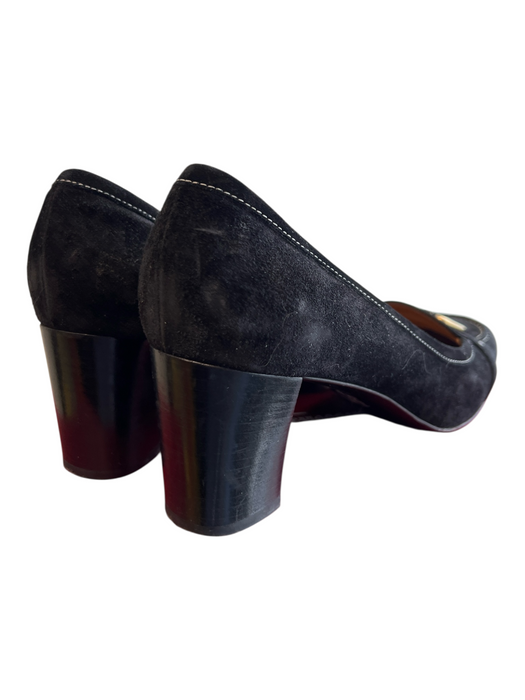 Salvatore Ferragamo Shoe Size 10.5 Black Calf suede Leather Square Toe Shoes Black / 10.5