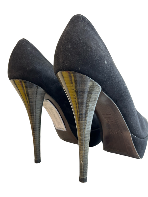 Stuart Weitzman Shoe Size 10 Black Suede Stacked Heel Round Toe Platform Shoes Black / 10