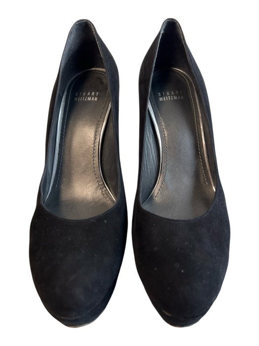 Stuart Weitzman Shoe Size 10 Black Suede Stacked Heel Round Toe Platform Shoes Black / 10