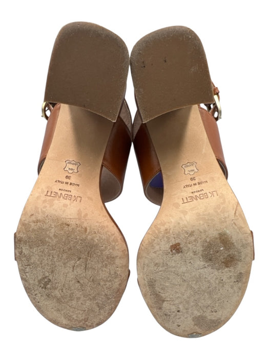 LK Bennett Shoe Size 39 Cognac Brown Leather Upper Ankle Buckle Sandals Cognac Brown / 39