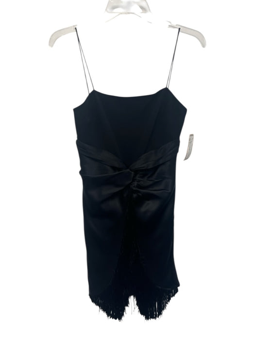 Cinq a Sept Size 2 Black Triacetate Blend Fringe Spaghetti Strap Mini Dress Black / 2