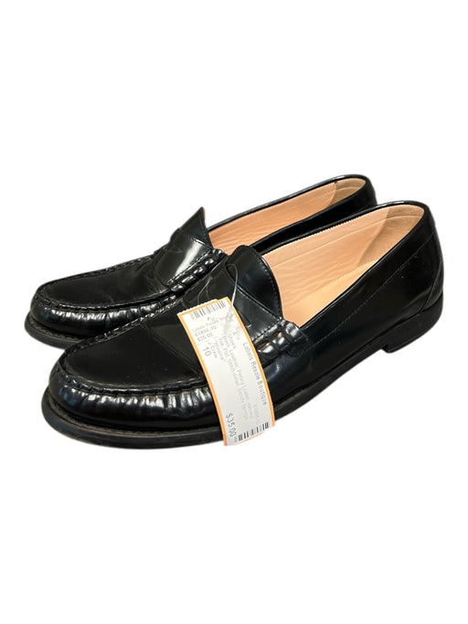 J Crew Shoe Size 10 Black Leather Penny Loafer Almond Toe Flat Shoes Black / 10