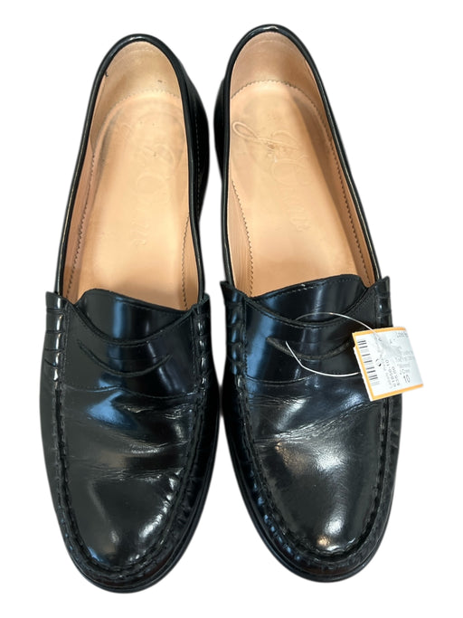 J Crew Shoe Size 10 Black Leather Penny Loafer Almond Toe Flat Shoes Black / 10