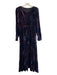By Anthropologie Size 10 Navy & Multi Viscose & Nylon Crushed Velvet Maxi Dress Navy & Multi / 10