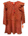 Sunshine Tienda Size M Orange & Multi Cotton Keyhole Front Floral Print Dress Orange & Multi / M
