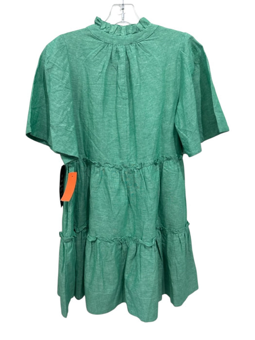 Tuckernuck Size XS Green Linen Blend V Neck Short Sleeve Above knee Dress Green / XS