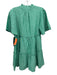 Tuckernuck Size XS Green Linen Blend V Neck Short Sleeve Above knee Dress Green / XS