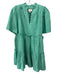 Tuckernuck Size XS Green Linen Blend V Neck Short Sleeve Above knee Dress Green / XS